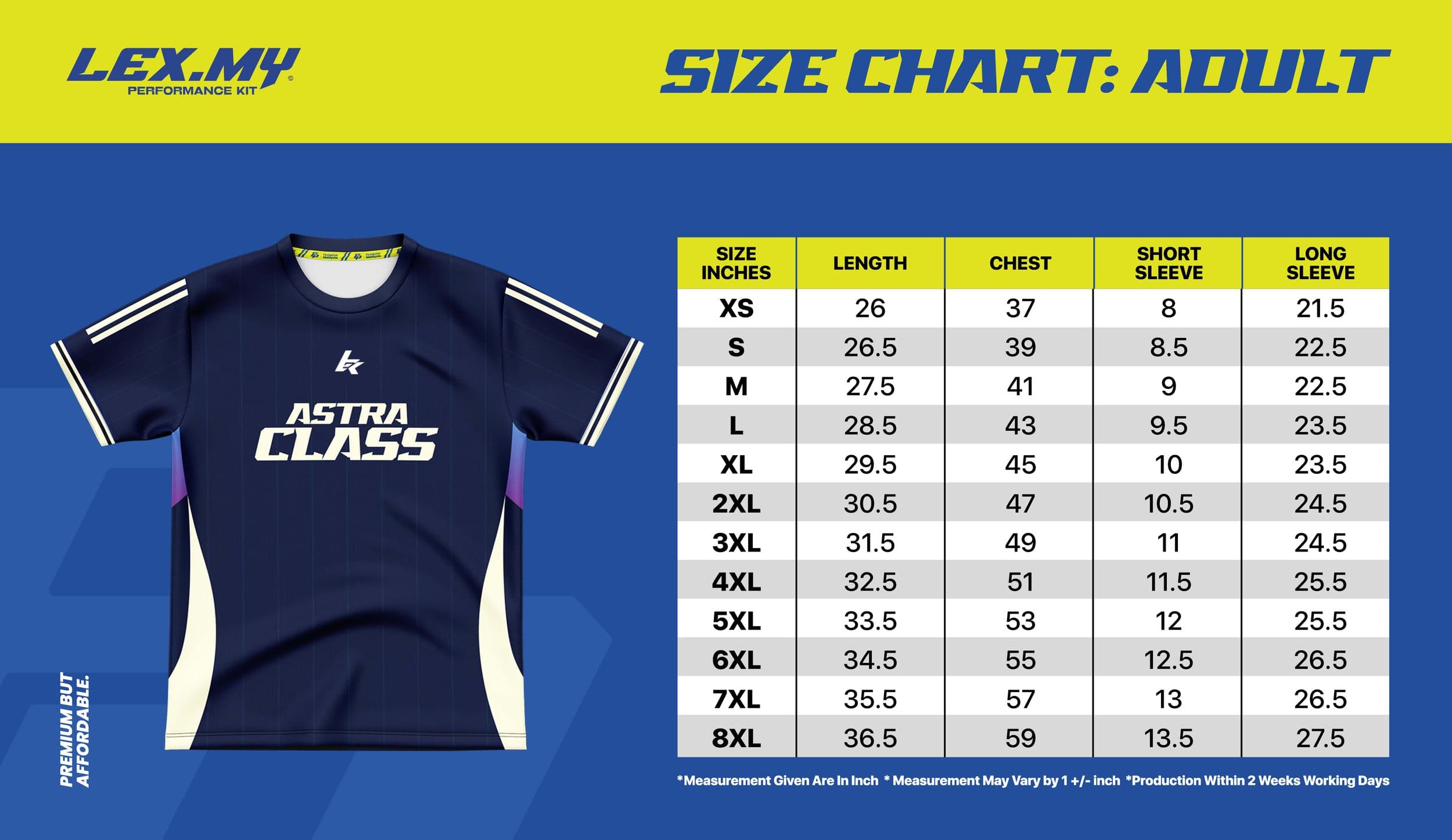 ADULT Size Chart