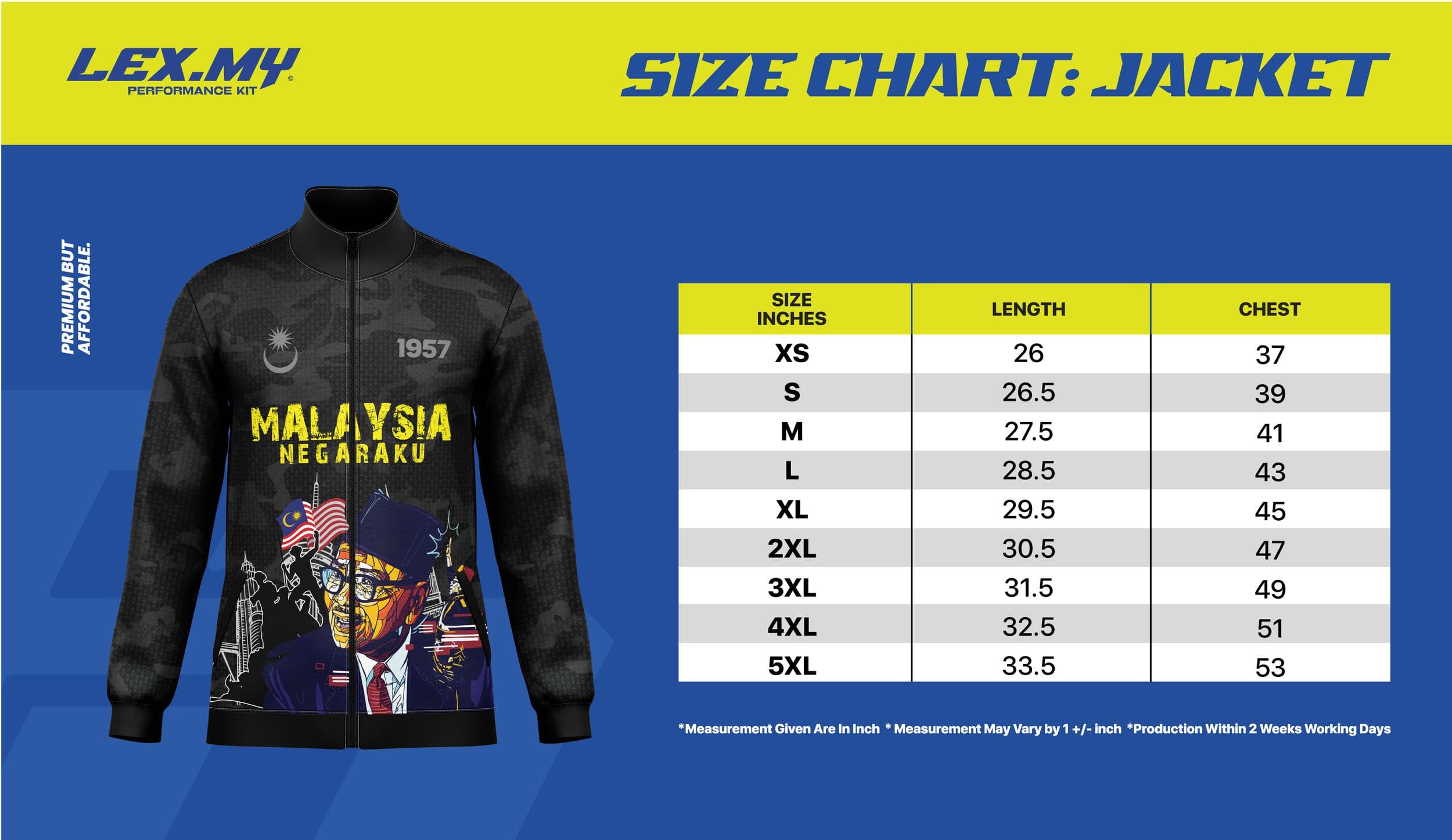 JACKET Size Chart