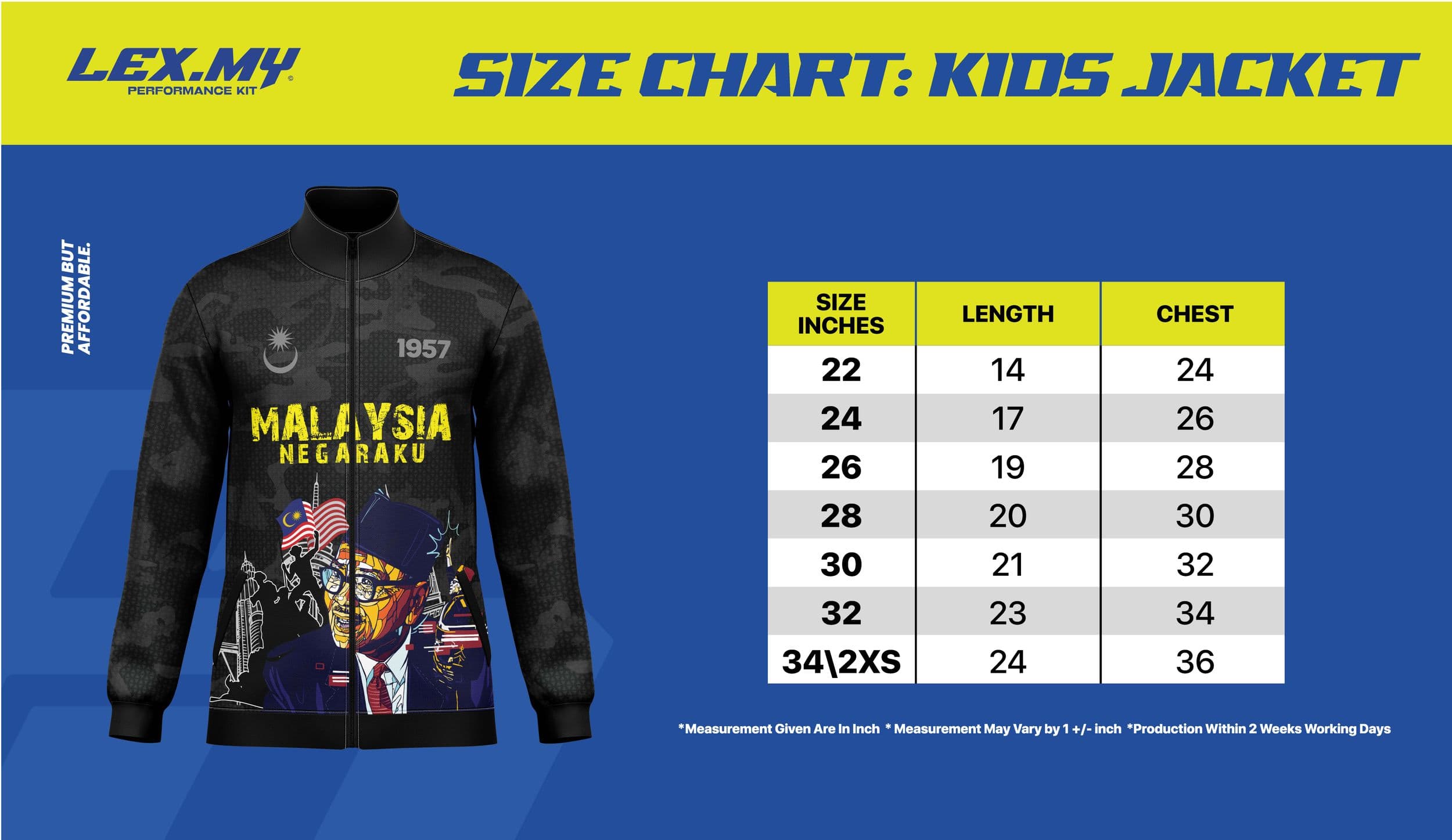 KIDS JACKET Size Chart