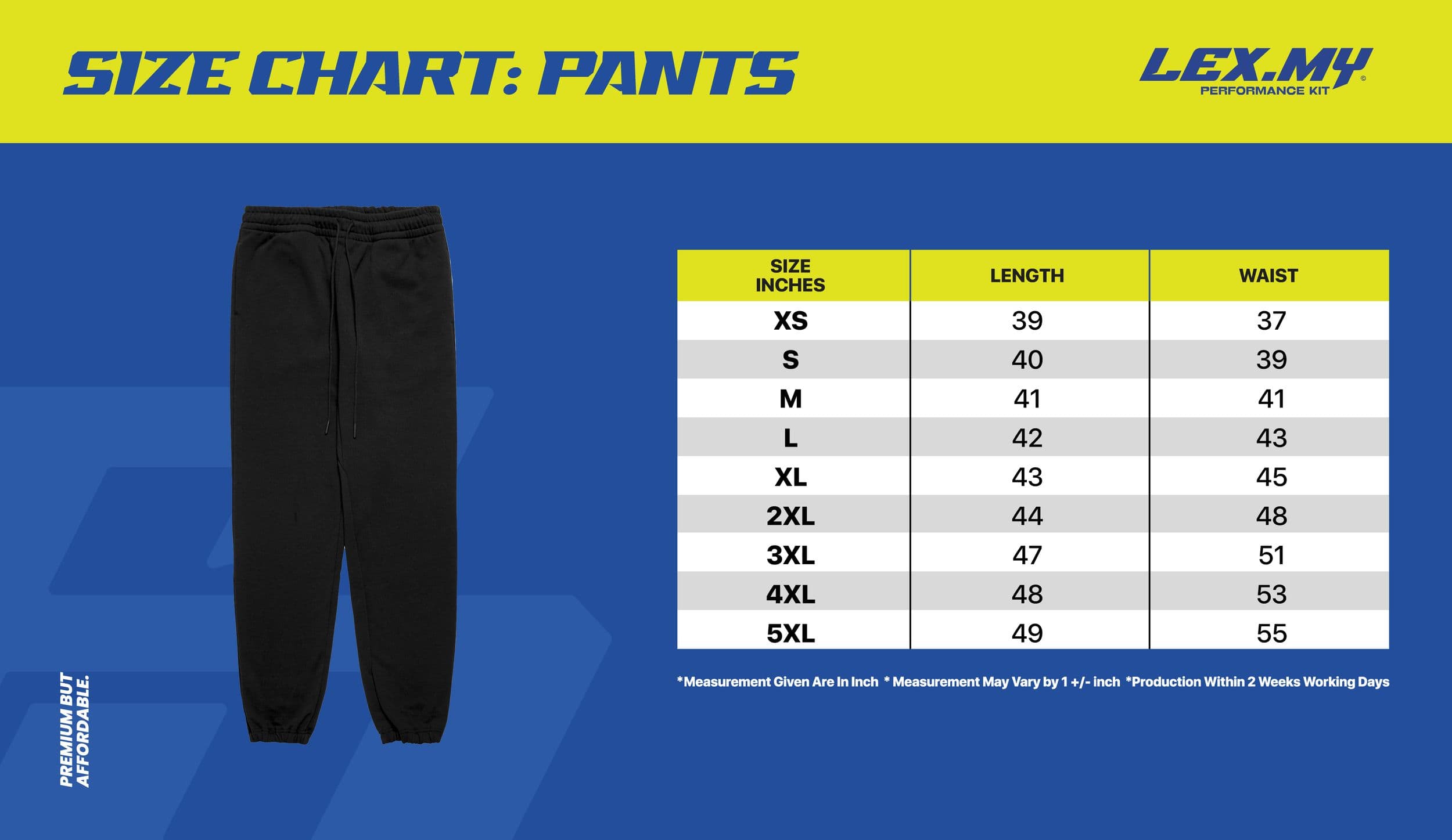 PANTS Size Chart