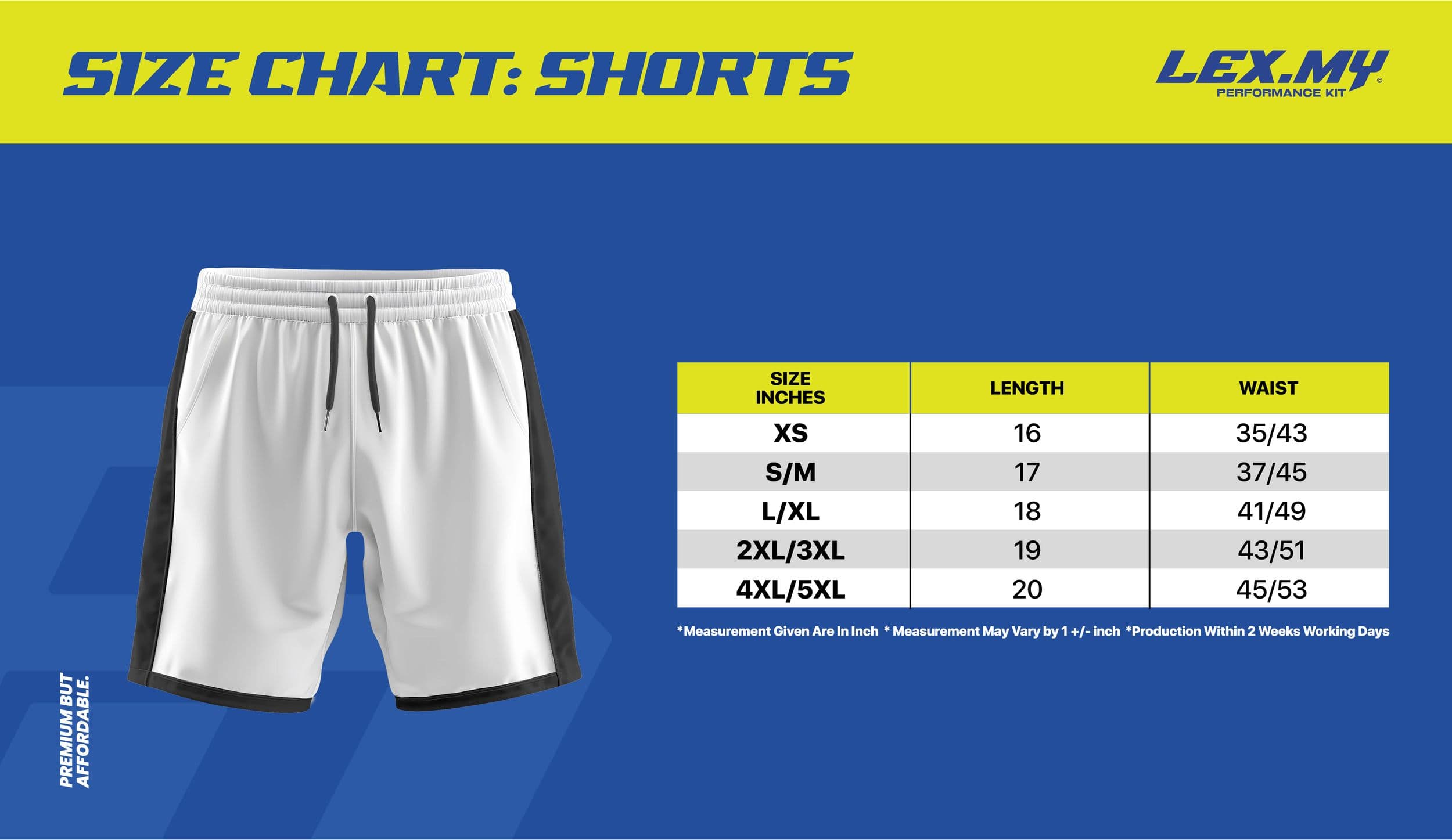 SHORTS Size Chart